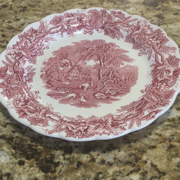 Booth’s British Scenery Vintage Plate A8024 Pink Vines Sheep & English Cottage - Picture 6 of 10